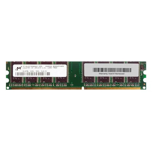 MT16VDDT6464AY-335 Micron 512MB DDR-333MHz PC2700 Non-ECC Unbuffered UDIMM CL2.5 2Rx8 2.5V 184-Pin Memory Module