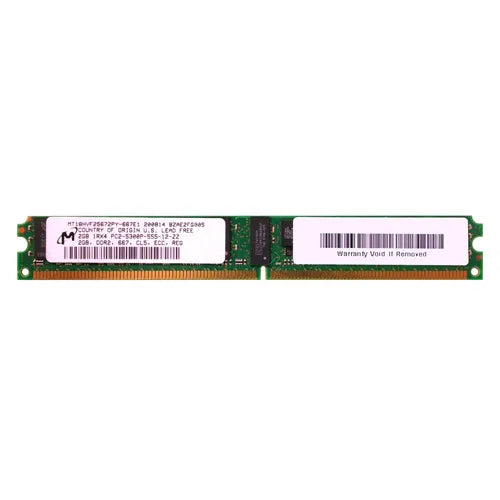 MT18HVF25672PY-667E1 Micron 2GB DDR2-667MHz PC2-5300 ECC Registered VLP RDIMM CL5 1Rx4 1.8V 240-Pin Memory Module
