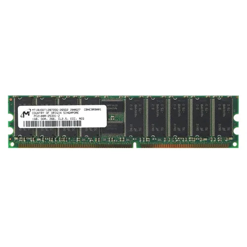 MT18VDDT12872DG-265D2 Micron 1GB DDR-266MHz PC2100 ECC Registered RDIMM CL2.5 2Rx8 2.5V 184-Pin Memory Module