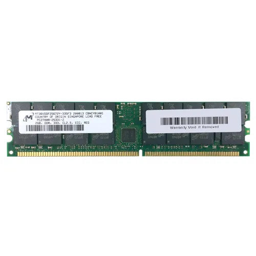 MT36VDDF25672Y-335F3 Micron 2GB DDR-333MHz PC2700 ECC Registered RDIMM CL2.5 2Rx4 2.5V 184-Pin Memory Module