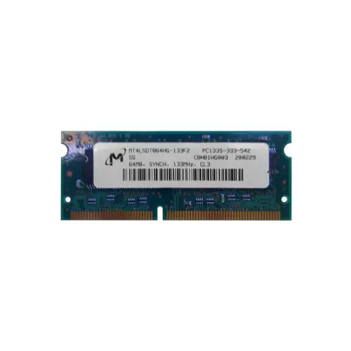 MT4LSDT864HG-133F2 - Micron 64MB 133MHz PC133 non-ECC Unbuffered 144-Pin SoDimm Memory Module