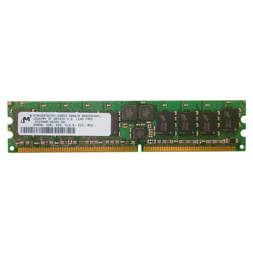 MT9VDDF3272Y-335G3 Micron 256MB DDR-333MHz PC2700 ECC Registered RDIMM CL2.5 1Rx8 2.5V 184-Pin Memory Module