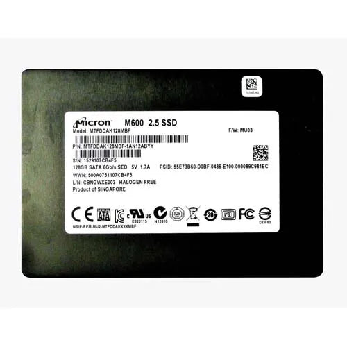 MTFDDAK128MBF-1AN12A Micron RealSSD M600 128GB Multi-Level Cell SATA 6Gb/s NAND Flash (SED) 2.5-Inch Solid State Drive