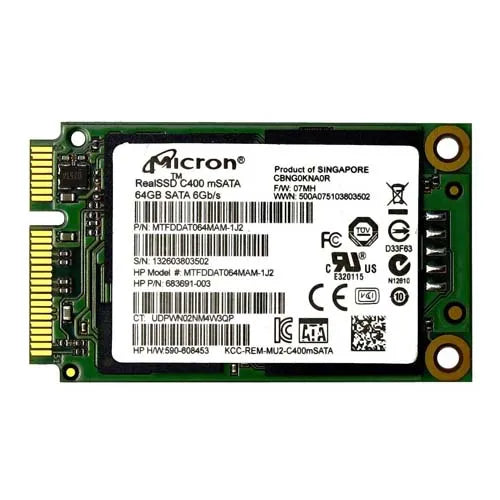 MTFDDAT064MAM-1J2 Micron RealSSD C400 64GB Multi-Level Cell SATA 6Gb/s mSATA 1.8-Inch Solid State Drive