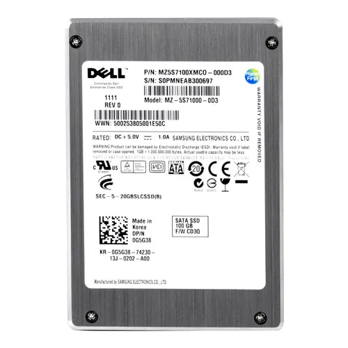 MZ5S7100XMCO-000D3 Samsung 100GB Single-Level Cell SATA 3Gb/s 2.5-Inch Solid State Drive