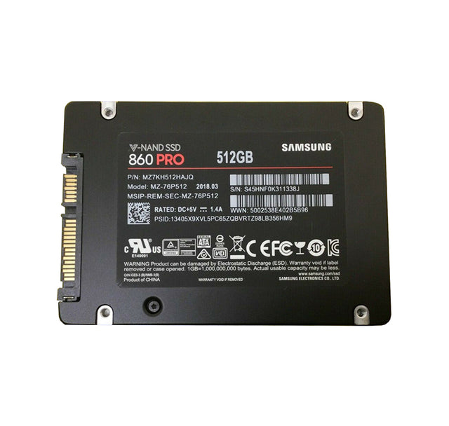 MZ7KH512HAJQ - Samsung 860 PRO 512GB MLC SATA 6Gb/s 2.5 Inch SSD