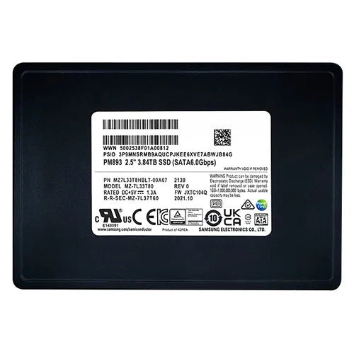 MZ7L33T8HBLT-00A07 Samsung PM893 3.84TB Triple-Level Cell SATA 6Gb/s 2.5-Inch Solid State Drive