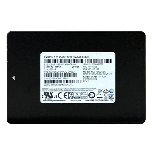 MZ7LN256HAJQ-000L2 Samsung PM871b Series 256GB Triple-Level Cell SATA 6Gb/s 2.5-Inch Solid State Drive