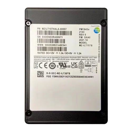 MZILT15THALA-00007 Samsung PM1643a Series 15.36TB SAS 12Gb/s 2.5-Inch Enterprise Solid State Drive