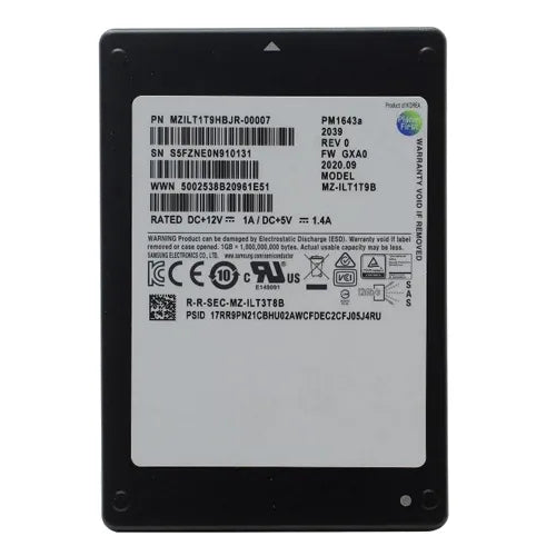 MZILT1T9HBJR-00007 Samsung PM1643a Series 1.92TB SAS 12Gb/s 2.5-Inch Enterprise Solid State Drive