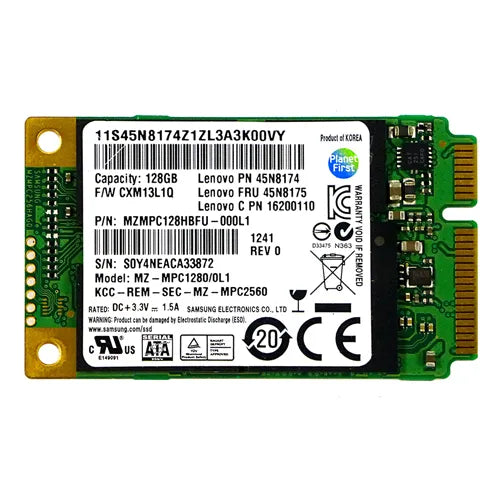 MZMPC128HBFU-000L1 Samsung PM830 Series 128GB Multi-Level Cell SATA 6Gb/s mSATA Solid State Drive