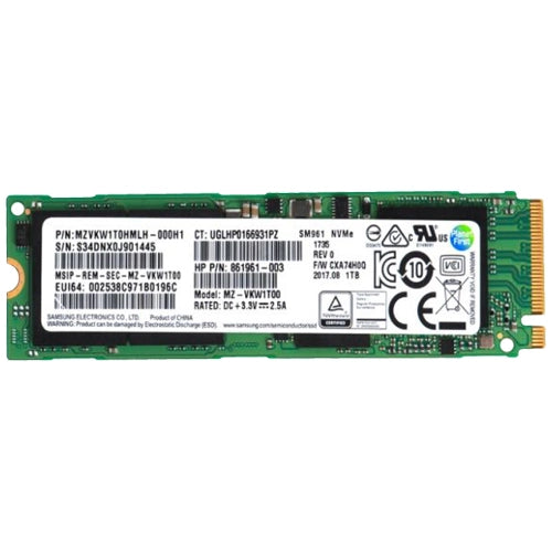 MZVKW1T0HMLH-000H1 Samsung SM961 Series 1TB Multi-Level Cell PCI Express 3.0 x4 NVMe M.2 2280 Solid State Drive