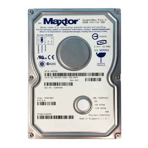 N0738 Dell 80GB 7200RPM ATA-133 2MB Cache 3.5-Inch Hard Drive