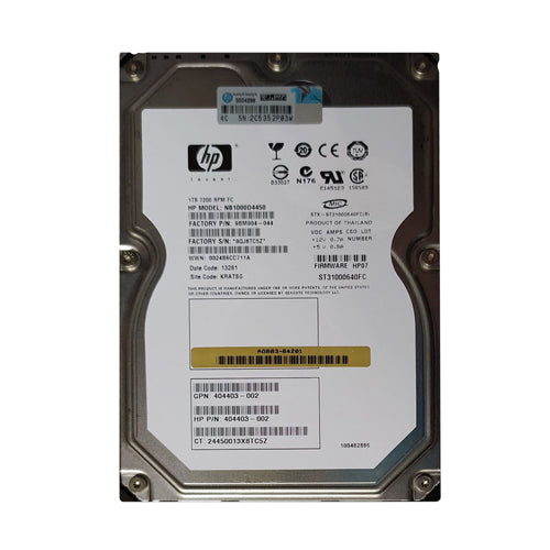 NB1000D4450 HP 1TB 7200RPM Fibre Channel 4Gb/s Hot-Pluggable Dual Port 3.5-inch Hard Drive for StorageWorks EVA 4000
