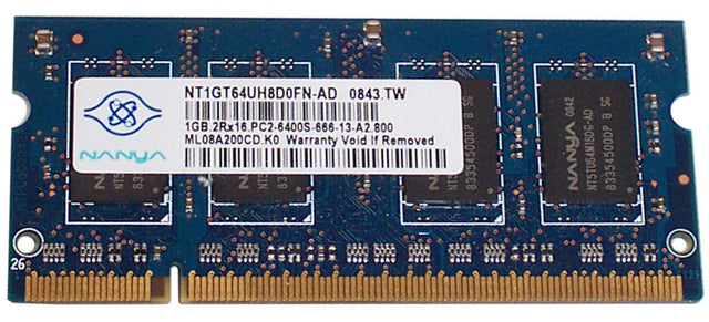 3D-13D244N647011-1G 1GB Module DDR2 SoDimm 200-Pin PC2-6400 CL=6 non-ECC Unbuffered DDR2-800 1.8V 128Meg x 64 for Toshiba Dynabook Satellite K33 253E/WX PA3668U-1M1G