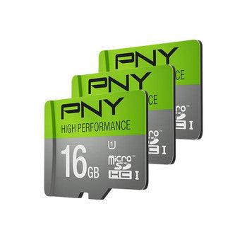 PNY Technology - P-SDU16GU160G-GEX3-BNDL - High Performance 16GB Class 10 microSD U1 Flash Memory Card (3 Pack)