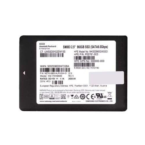 P02761-003 HP 960GB SATA 6Gb/s Hot-Pluggable Mixed Use 2.5-Inch Enterprise Solid State Drive for ProLiant Server and Storage Array