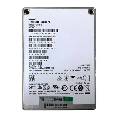P07442-002 HP 800GB SAS 12Gb/s PCI Express NVMe 3.0 x4 Mixed Use 2.5-Inch Solid State Drive