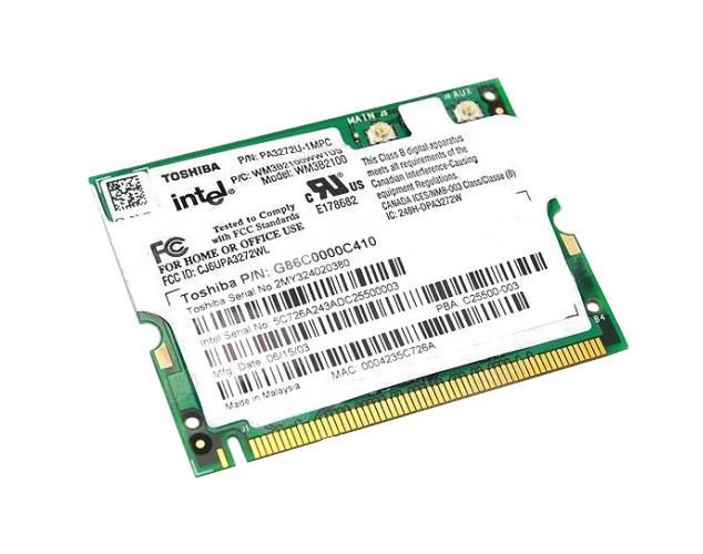 PA3272U-1MPC Toshiba Mini PCI 802.11b Intel PRO Wireless LAN (WLAN) Card Netowrk Adapter (Refurbished)