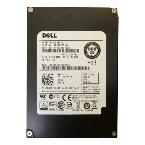 PG19T Dell 800GB Multi-Level Cell SAS 12Gb/s Hot-Pluggable 2.5-Inch Solid State Drive for PowerEdge Servers