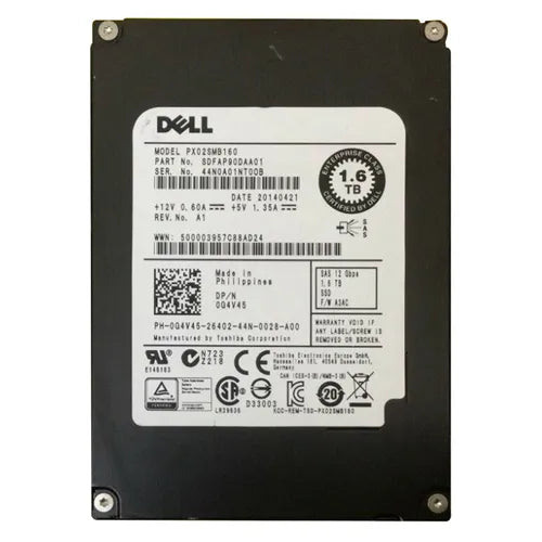 PX02SMB160 Toshiba 1.6TB Enterprise Multi-Level Cell SAS 12Gb/s 2.5-Inch Solid State Drive