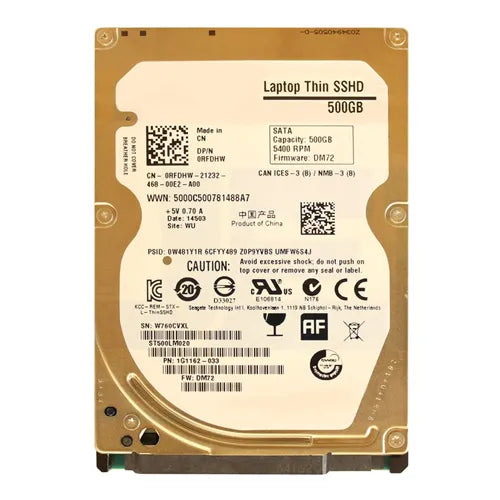 RFDHW Dell 500GB 5400RPM Multi-Level Cell 8GB NAND SATA 6Gb/s 64MB Cache 2.5-Inch Hybrid Hard Drive