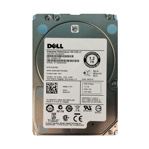 RMCP3 Dell 1.2TB 10000RPM SAS 6Gb/s Hot-Pluggable 64MB Cache (512n) 2.5-Inch Hard Drive with Tray for PowerEdge Server & PowerVault Storage Array