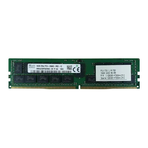 S26361-F3934-L512 Fujitsu 16GB DDR4-2400MHz PC4-19200 ECC Registered RDIMM CL17 2Rx4 1.2V 288-Pin Memory Module