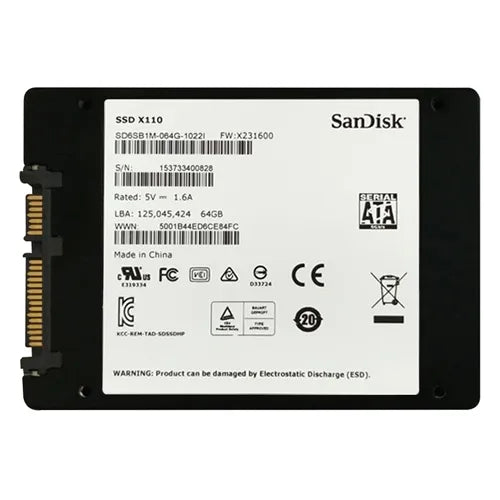 SD6SB1M-064G-1022I SanDisk X110 64GB Multi-Level Cell SATA 6Gb/s 2.5-Inch Solid State Drive