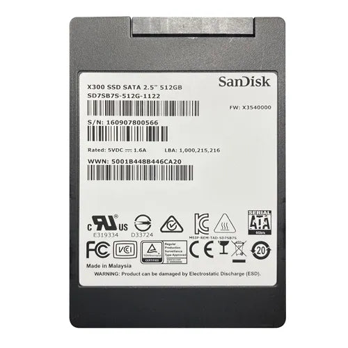 SD7SB7S-512G-1122 SanDisk X300 Series 512GB SATA 6Gb/s 2.5-Inch Solid State Drive