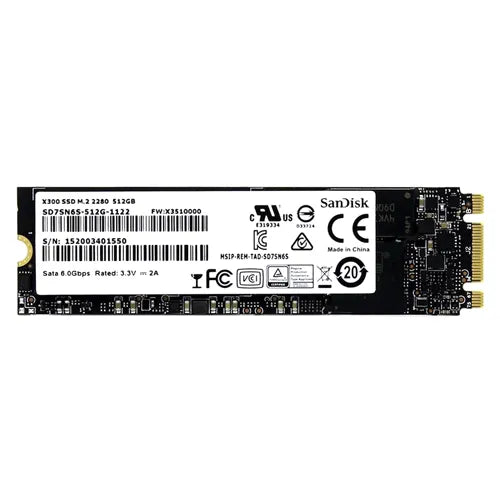 SD7SN6S-512G-1122 SanDisk X300 Series 512GB SATA 6Gb/s M.2 2280 Solid State Drive