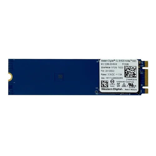 SDAPNUW-512G-1022 Western Digital SN520 512GB Triple-Level Cell PCI Express NVMe 3.0 x2 M.2 2280 Solid State Drive