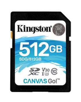 Kingston - SDG/512GB - Canvas Go 512GB Class 10 SDXC U3 V30 Flash Memory Card