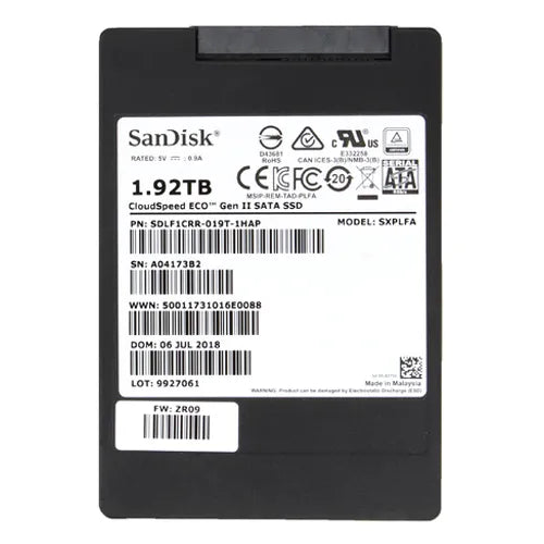 SDLF1CRR-019T-1HAP SanDisk Cloudspeed Eco 1.92TB Multi-Level Cell SATA 6Gb/s 2.5-Inch Enterprise Solid State Drive