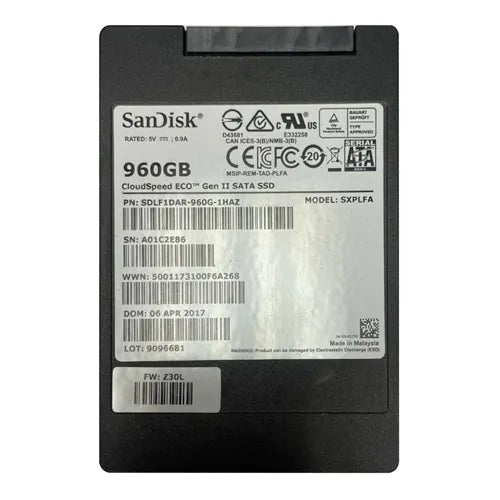 SDLF1DAR-960G-1HAZ SanDisk CloudSpeed Eco Gen II 960GB Multi-Level Cell SATA 6Gb/s 2.5-Inch Solid State Drive