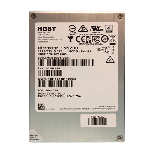 SDLL1MLR-032T-CCA1 HGST Ultrastar DC SS200 Series 3.2TB Multi-Level Cell SAS 12Gb/s Mixed Use (ISE) 2.5-Inch Solid State Drive