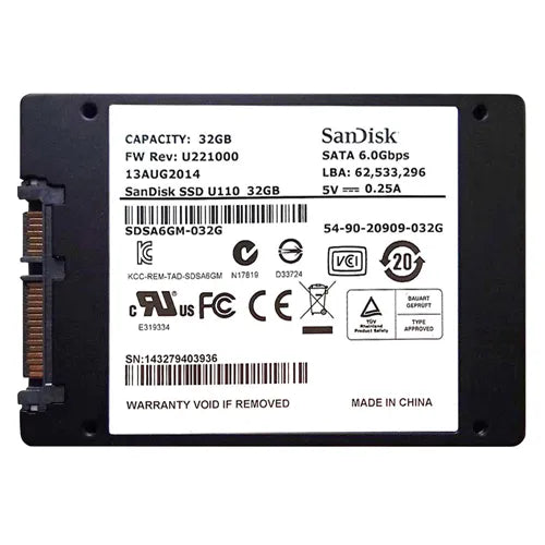 SDSA6GM-032G SanDisk U110 32GB Multi-Level Cell SATA 6Gb/s 2.5-Inch Solid State Drive