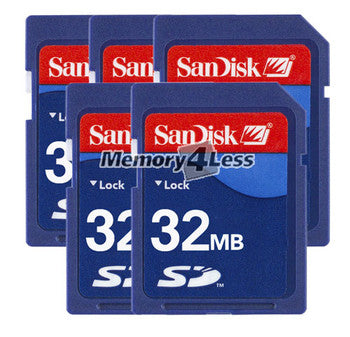 SanDisk - SDSDJ-32-5PK - 32MB Secure Digital (SD) Flash Memory Card (5-Pack)