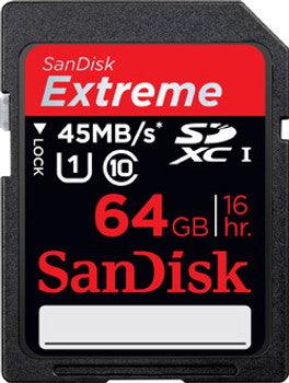 SanDisk - SDSDRX3-064G-A21 - 64GB Extreme SDXC UHS-I up to 45MB/sec Class 10 Memory Card