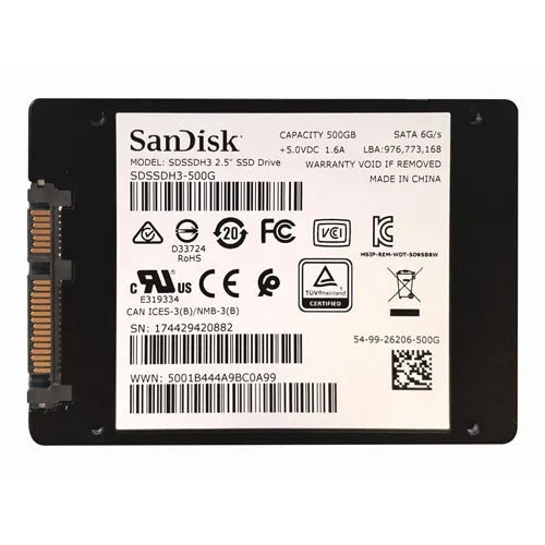 SDSSDH3-500G-G26 SanDisk Ultra 3D 500GB SATA 6Gb/s 2.5-Inch Solid State Drive