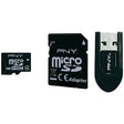 PNY Technology - SDU8G4PREKAD4-EF - Premium 8GB Class 4 microSDHC Flash Memory Card with SD and USB Adapter
