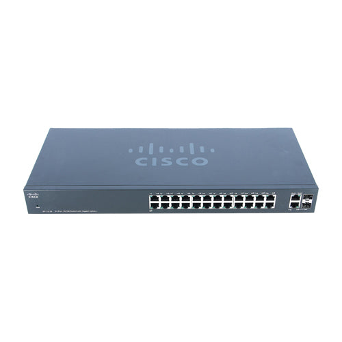 SF112-24-EU Cisco Small Business 110 Series SF112-24 24 x Ports 10/100Base-T + 2 x Ports Combo SFP (mini-GBIC) Unmanaged Fast Ethernet Network Switch
