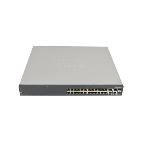 SF300-24MP-K9-AR Cisco Small Business 300 Series SF300-24MP 24 x Ports PoE+ 10/100Base-T + 2 x Ports SFP + 2 x Ports Combo SFP (Mini-GBIC) Layer 3 Managed Fast Ethernet Network Switch