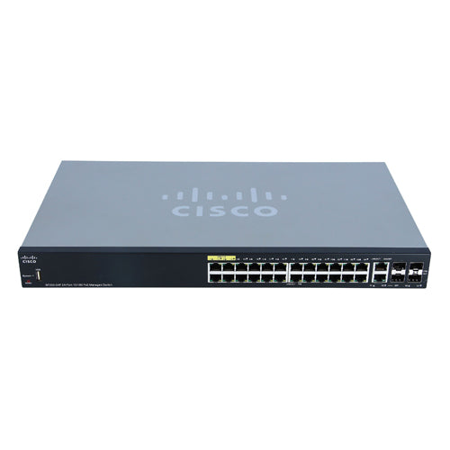 SF350-24P-K9-NA Cisco Small Business 350 Series SF350-24P 24 x Ports PoE+ 10/100Base-TX + 2 x Combo SFP Ports + 2 x SFP Layer 3 Managed 1U Rack-mountable Fast Ethernet Network Switch