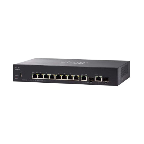 SF352-08-K9-NA-RF Cisco Small Business 350 Series SF352-08 8 x Ports 10/100Base-T + 2 x Ports Combo SFP Layer 2 Managed Fast Ethernet Network Switch