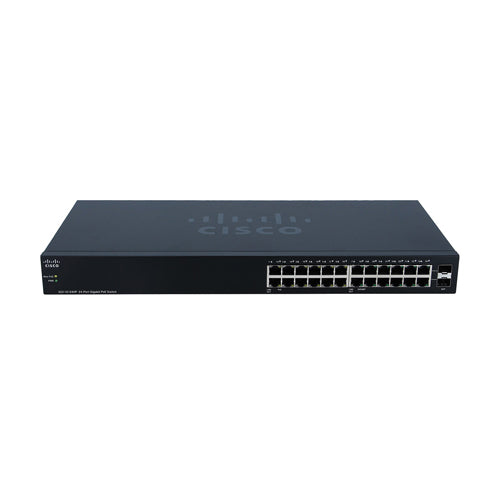 SG110-24HP-UK Cisco Small Business 110 Series SG110-24HP 24 x Ports PoE 10/100/1000Base-T + 2 x Ports SFP (Mini-GBIC) Layer 2 Unmanaged Gigabit Ethernet Network Switch