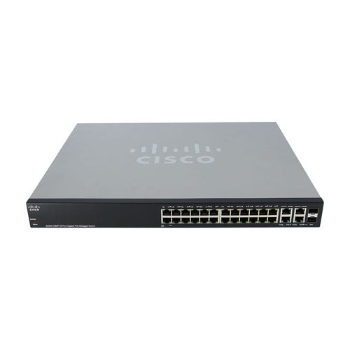 SG300-28MP-K9UK-RF Cisco Small Business 300 Series SG300-28MP 26 x Ports (24 x Ports PoE+) 10/100/1000Base-T + 2 x Ports Combo SFP (mini-GBIC) Rack-Mountable 1U Layer 3 Managed Gigabit Ethernet Network Switch