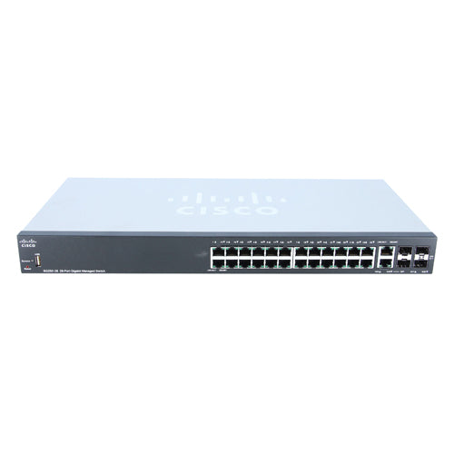 SG350-28-K9-AU Cisco Small Business 350 Series SG350-28 24 x Ports 10/100/1000Base-T + 2 x Ports Copper Combo SFP + 2 x Ports SFP Rack-Mountable Layer 3 Managed Gigabit Ethernet Network Switch