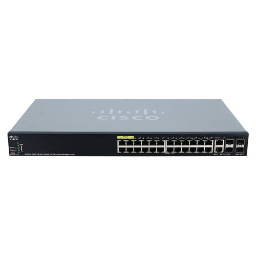 SG350X-24MP-K9-EU Cisco Small Business 350X Series SG350X-24MP 24 x Ports PoE+ 10/100/1000Base-T + 2 x Ports 10GBase-T Combo SFP+ + 2 x Ports SFP+ Stackable Rack-mountable Layer 3 Managed Gigabit Ethernet Network Switch