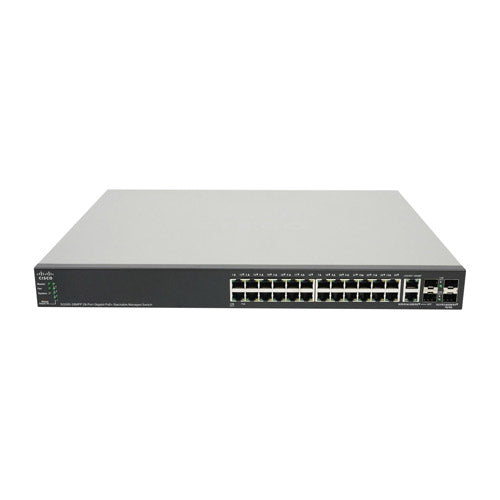 SG500-28MPPK9NA-RF Cisco Small Business 500 Series SG500-28MPP 24 x Ports PoE+ 10/100/1000Base-T + 2 x Ports Combo SFP + 2 x Ports SFP Stackable Layer 3 Managed Gigabit Ethernet Network Switch